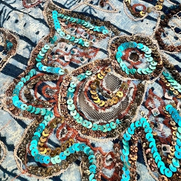 Chico’s Linen Blend Boho Embroidered Jacket with Sequins Size 0 - Picture 4 of 12